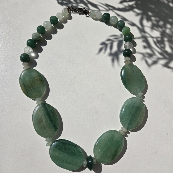 925 Silver Elegant Green Beaded Necklace - Picture 1 of 1